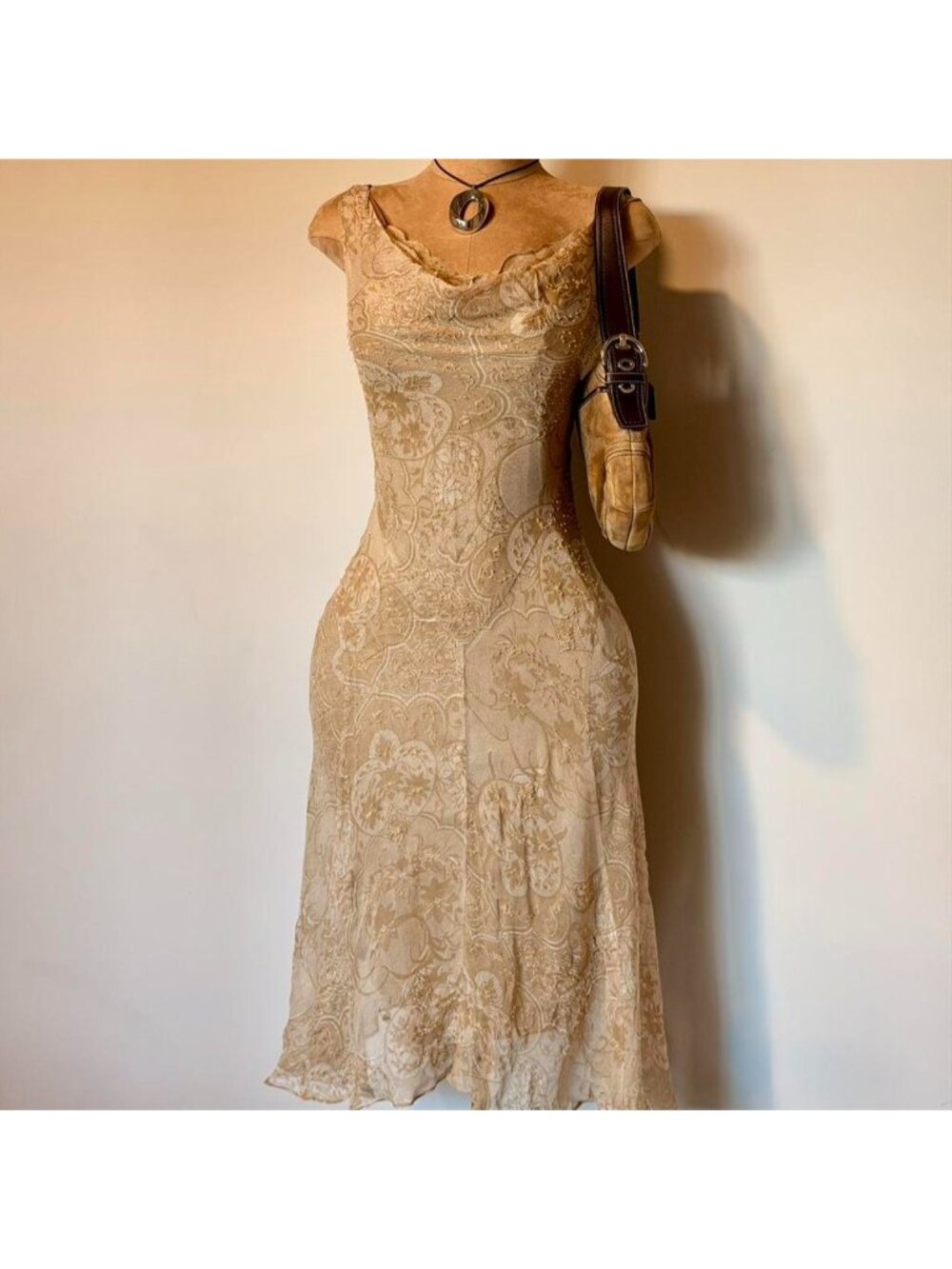 Black house White MarketChampagne silk midi dress